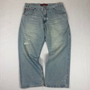 Y2K Mecca Baggy Denim Bleach Stained Jeans Size 38 x 30